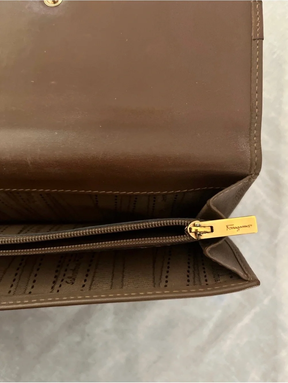 Salvatore Ferragamo Brown Leather Continental Wallet